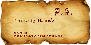 Preiszig Hannó névjegykártya